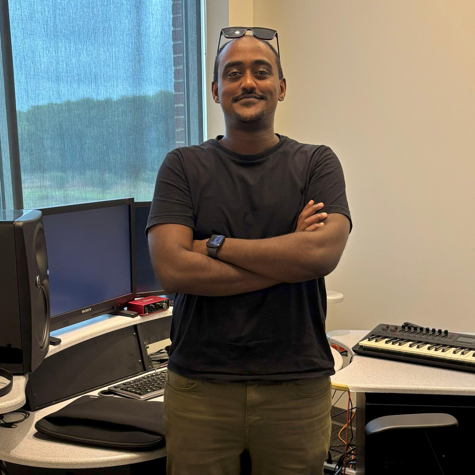 Ahmed Mohamed in his production studio, Salisbury, Maryland